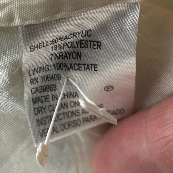 Tahari by ASL Boucle Open Front Fray Trim Black and White Striped Jacket Sz 16P - Picture 9 of 11